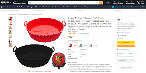 Product on Amazon marketplace in the Netherlands