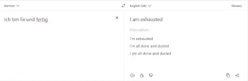 screenshot with a German into English translation on DeepL