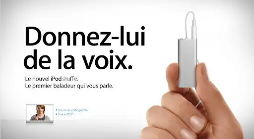 Apple’s slogan in French “donnez-lui de la voix”