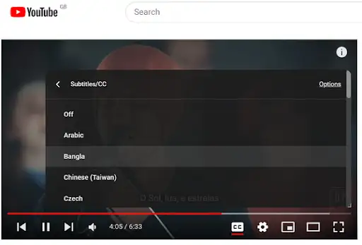 YouTube multilingual subtitles